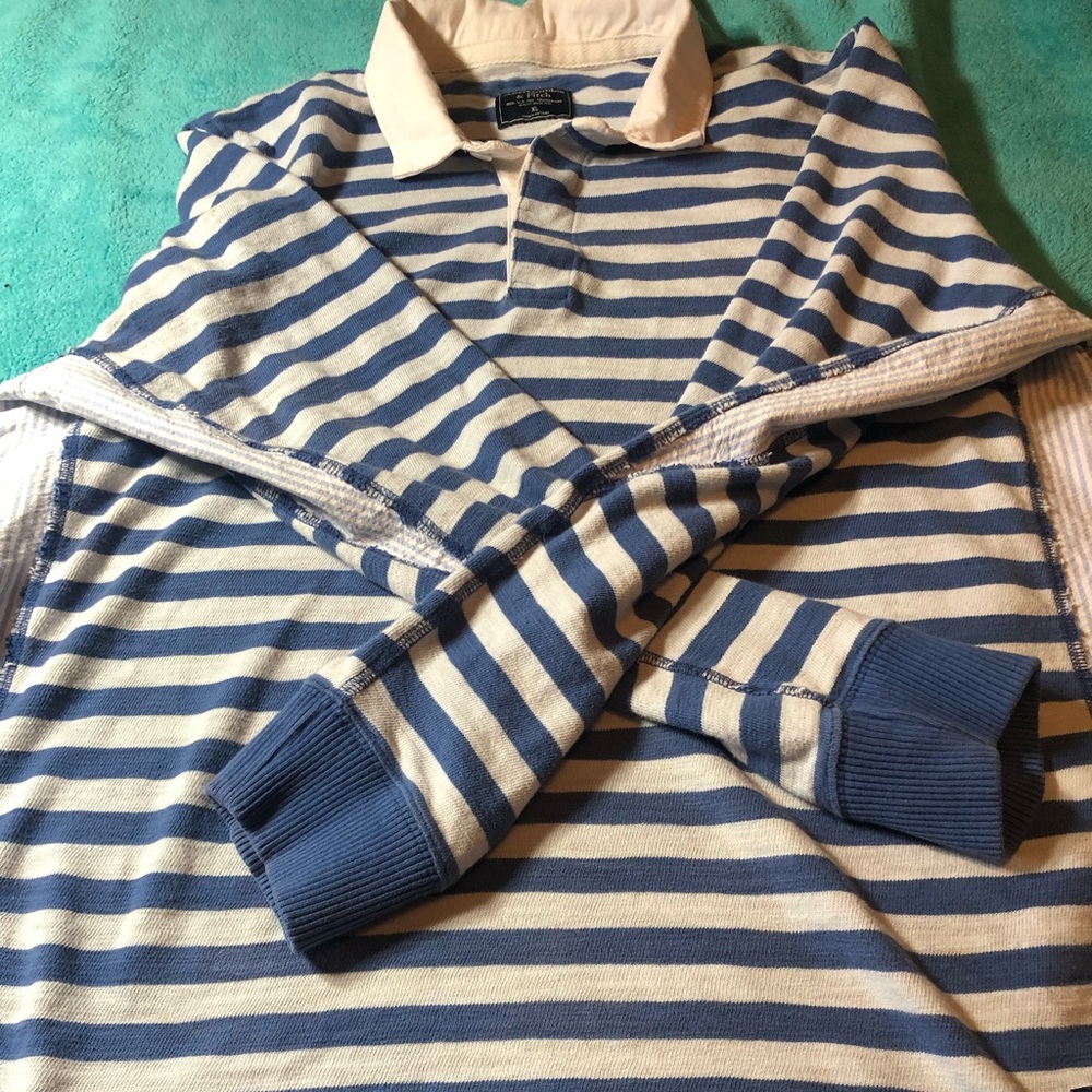 Abercrombie & Fitch XL blue and white rugby shirt